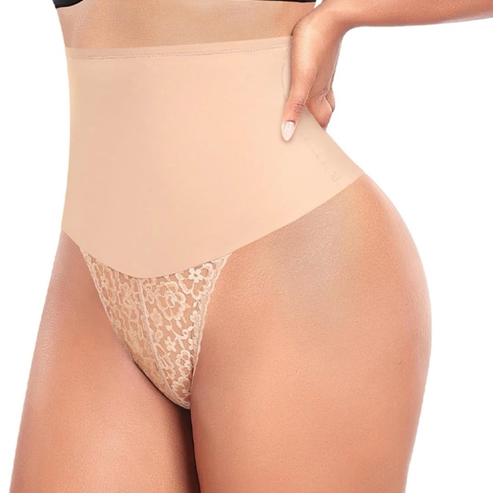 Seamless High-Waist Shapewear Thong - Nude
